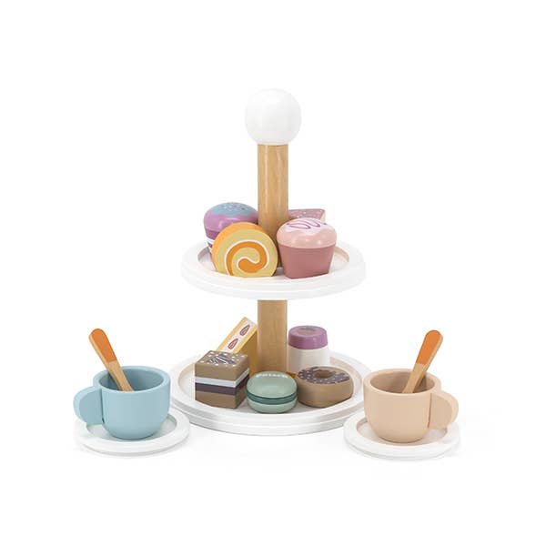 Wooden Afternoon Tea Set Kids | Pretend Play Cake Tea Party Toy
