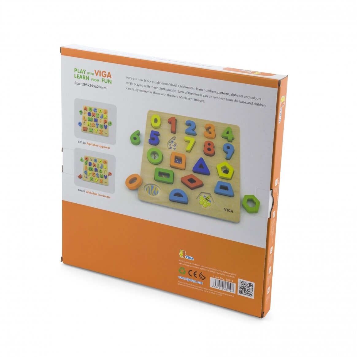 Block Puzzle Numbers & Shapes Kids | Wooden Educational Learning Toy