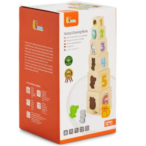 Nesting & Stacking Blocks | Wooden Montessori Learning Toy for Kids 12M+