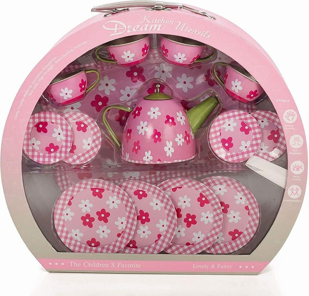 Pop Up Kettle Tea Set | Kids Metallic Kitchen Role Play Cooking Set