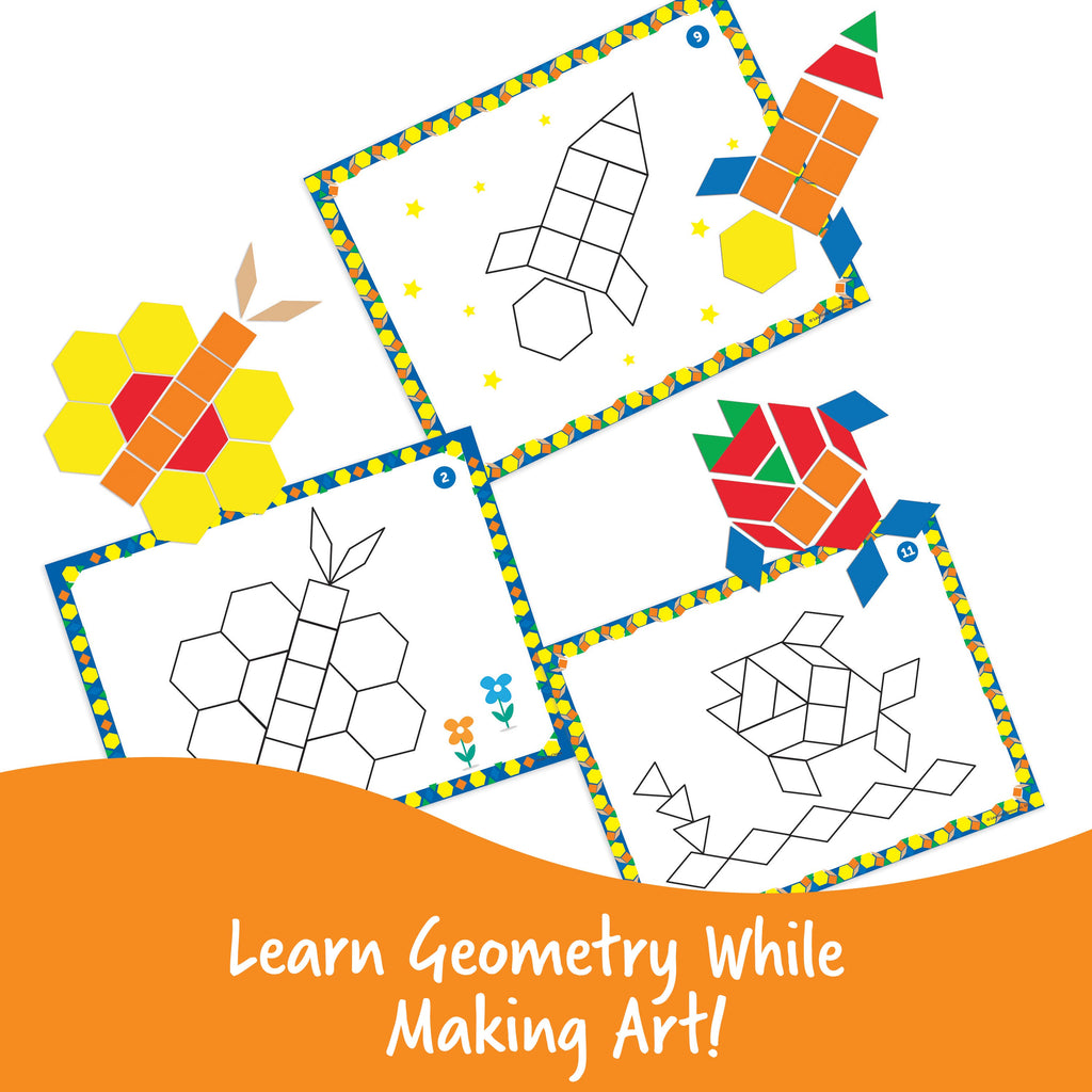 Pattern Block Activity Set 144 Pcs | Shape & Color Learning STEM Toy for Kids