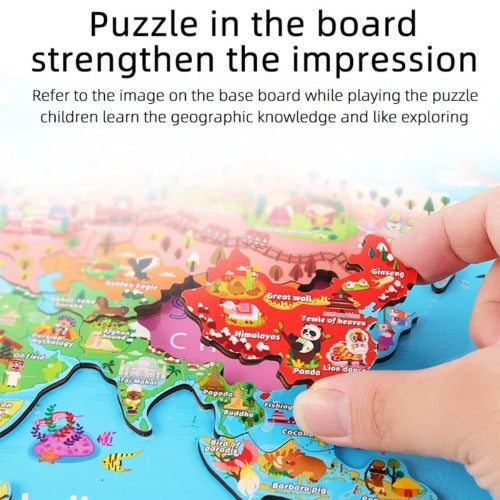 Magnetic Paradise World Map Puzzle | Kids Wooden Educational Jigsaw Toy