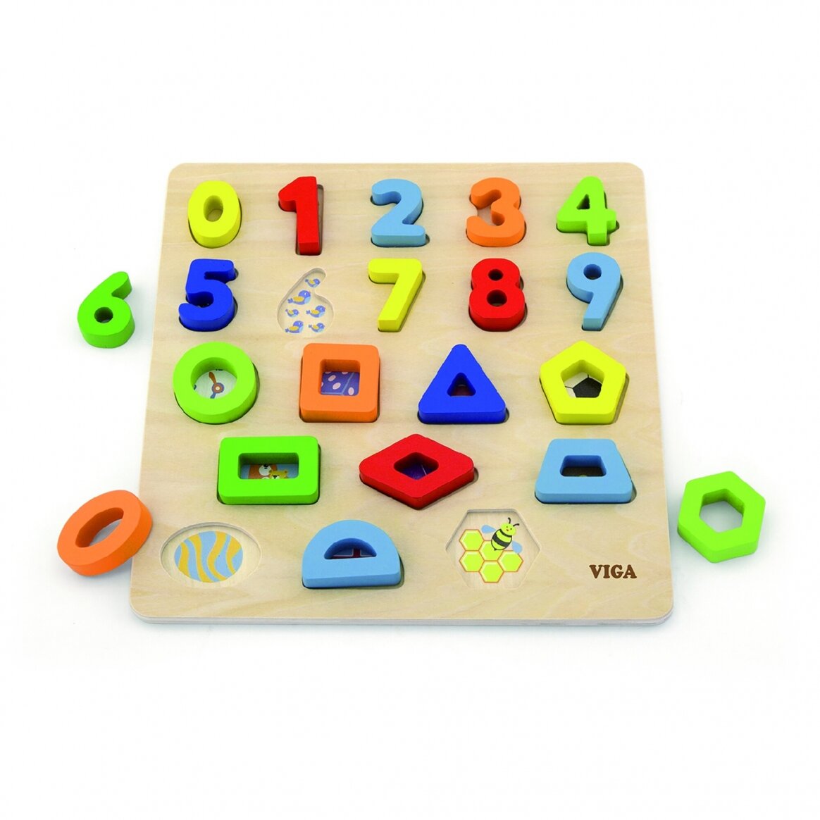 Block Puzzle Numbers & Shapes Kids | Wooden Educational Learning Toy
