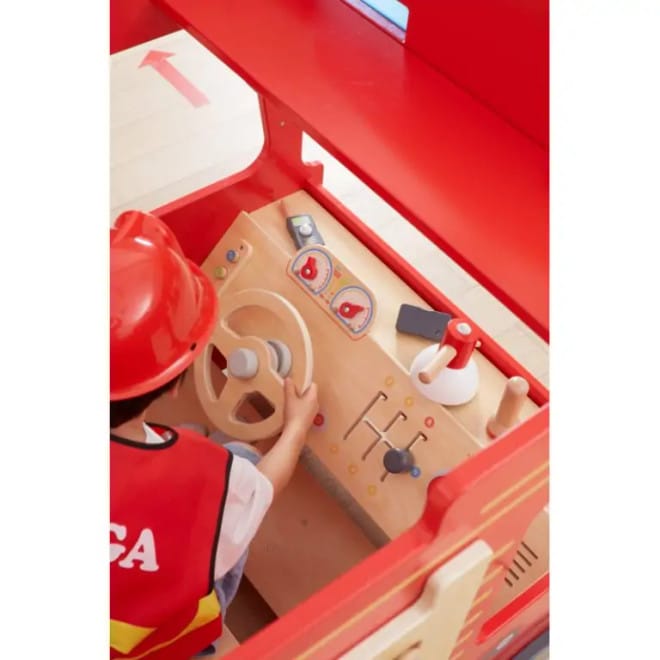 Large Super Fire Engine Play Set Kids | Wooden Fire Truck Activity Toy