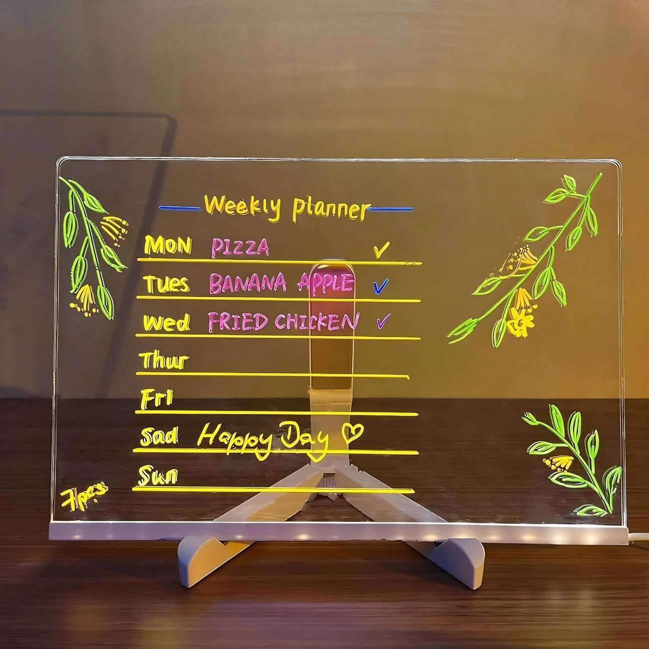 Fluorescent LED Board | Light Up Writing Memo Board for Kids & Home