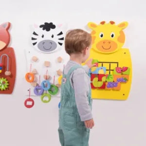 Giraffe Activity Wall Panel | Montessori Fruit Puzzle Wall Toy for Kids