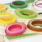 Fruit Colors Classification Toy for Kids | Wooden Color Sorting Bowl Montessori Set
