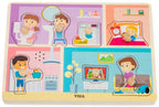 Sound Puzzle Insert in House 7 Elements Wooden | Kids Musical Daily Routine Learning Toy