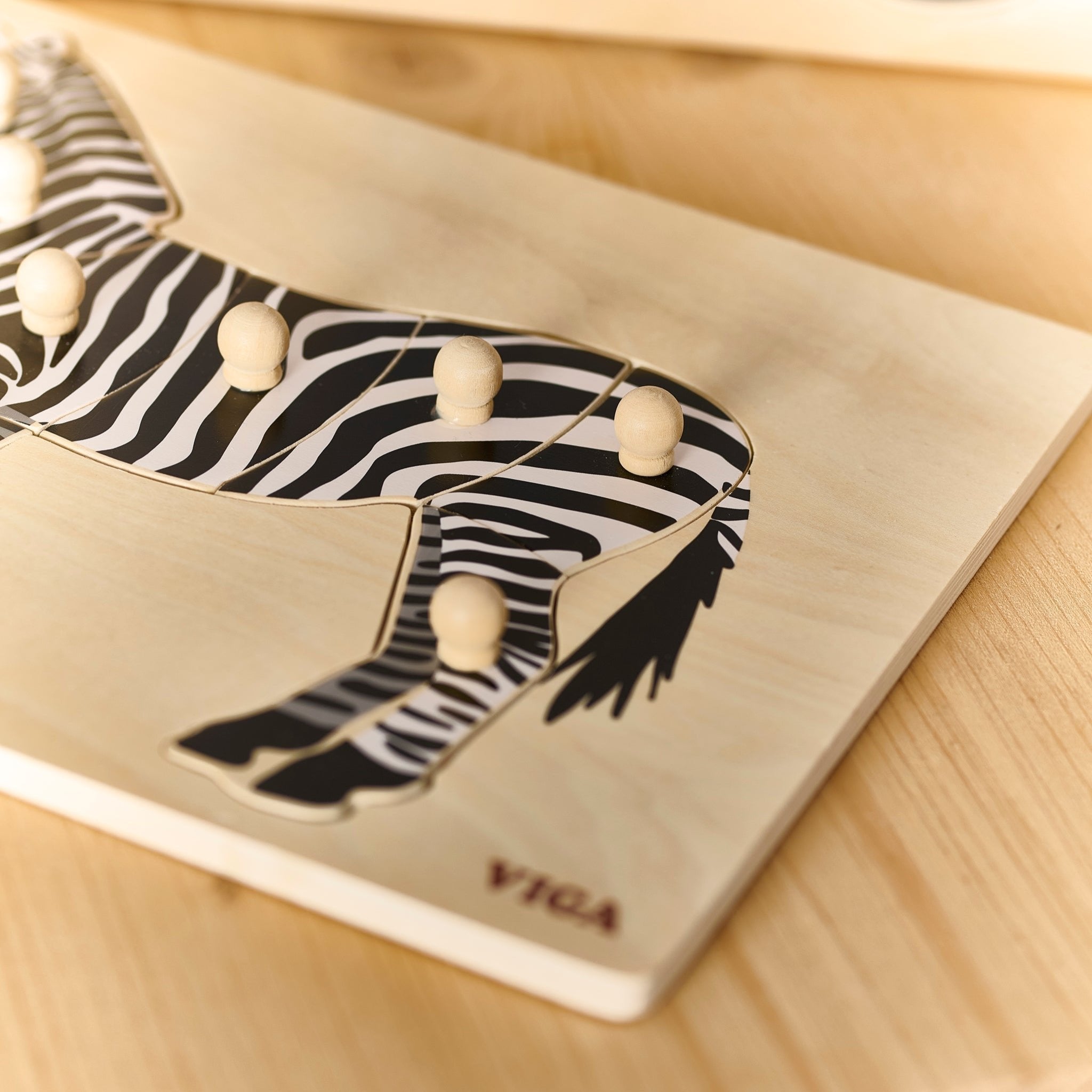 Montessori Wooden Zebra Puzzle | Animal Sensory Learning Toy for Kids 18+ Months