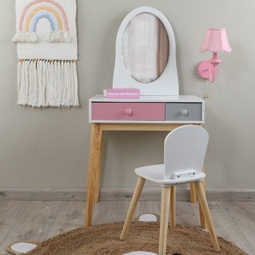 Maya Dressing Table with Stool | Kids Wooden Vanity Makeup Role Play Set