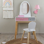 Maya Dressing Table with Stool | Kids Wooden Vanity Makeup Role Play Set