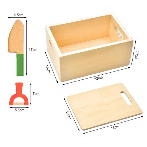 Wooden Vegetable Magnetic Cutouts in Crate | Kids Cutting Food Play Set