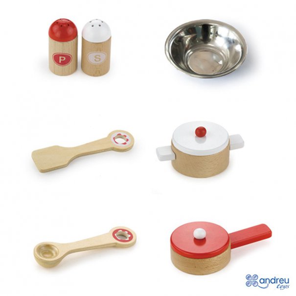 Table Top Wooden Kitchen Set with Accessories | Kids Pretend Play Cooking Toy Age 3+