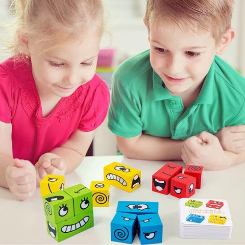 Expression Puzzle Building Blocks | Kids Wooden Emotional Learning & Logic Toy