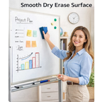 Large Double-Sided Magnetic Whiteboard with Wheels | Mobile Teaching & Office Board