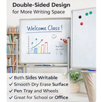 Medium Double-Sided Magnetic Whiteboard with Wheels | Mobile Teaching & Office Board