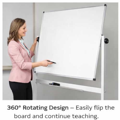 Large Double-Sided Magnetic Whiteboard with Wheels | Mobile Teaching & Office Board