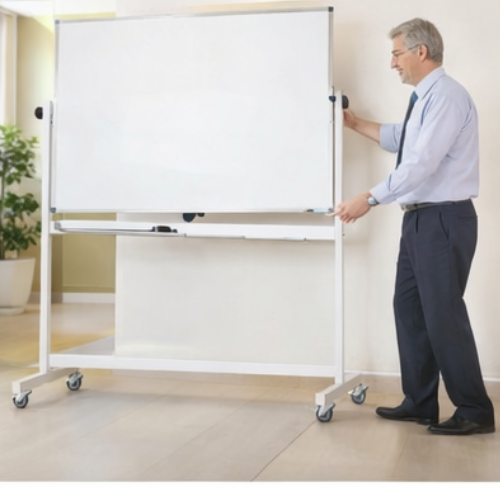 Large Double-Sided Magnetic Whiteboard with Wheels | Mobile Teaching & Office Board
