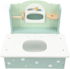 Kids Wooden Bathroom Sink Toy | Pretend Play Vanity Set with Accessories Educational Role Play