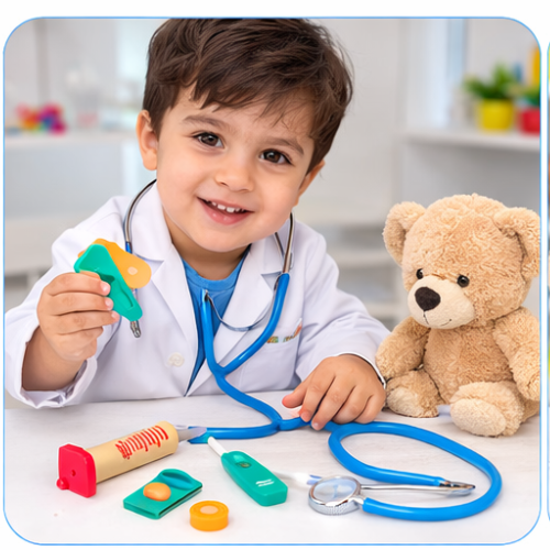 Medical Check Up Diagnostic Kit | Kids Wooden Doctor Pretend Play Toy Set