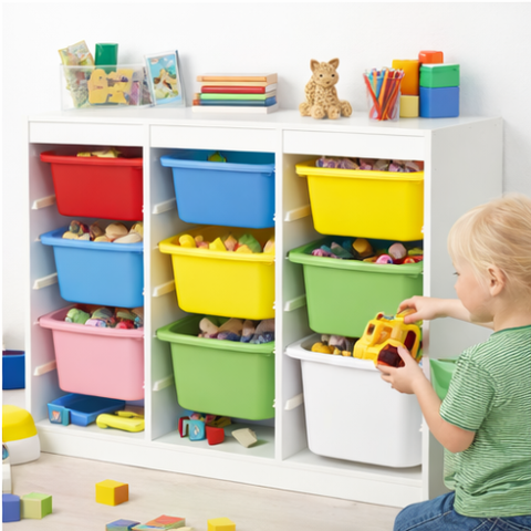 Kids Storage Bin Organizer with 9 Colorful Bins