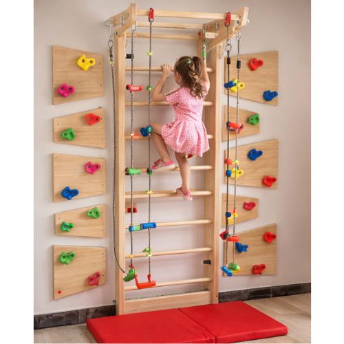 Swedish Ladder Unit with Ramp Complete Set | Kids Indoor Climbing Gym Montessori Play System