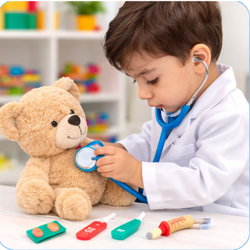Medical Check Up Diagnostic Kit | Kids Wooden Doctor Pretend Play Toy Set