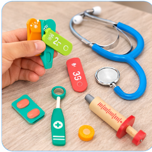 Medical Check Up Diagnostic Kit | Kids Wooden Doctor Pretend Play Toy Set