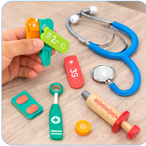 Medical check up Diaganostic kit Doctor Toys Kids Wooden Pretend Play Kit Games for Girls Boys