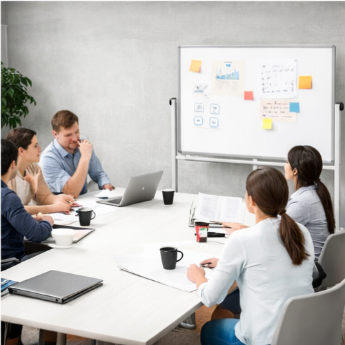 Large Double-Sided Magnetic Whiteboard with Wheels | Mobile Teaching & Office Board