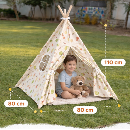 Kids Teepee Tent Indoor & Outdoor | Wooden Playhouse Tent for Kids