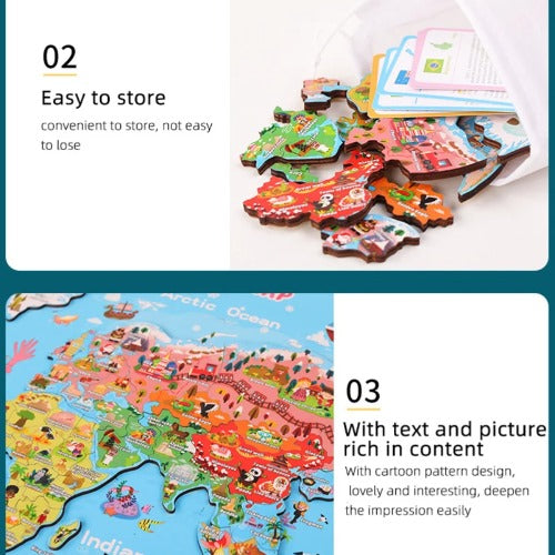 Magnetic Paradise World Map Puzzle | Kids Wooden Educational Jigsaw Toy