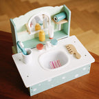 Kids Wooden Bathroom Sink Toy | Pretend Play Vanity Set with Accessories Educational Role Play