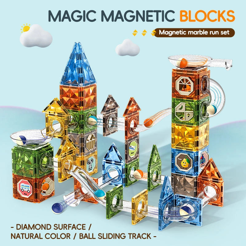 Magic Magnetic Blocks Marble Run Set 156 Pcs | STEM Building Toy for Kids