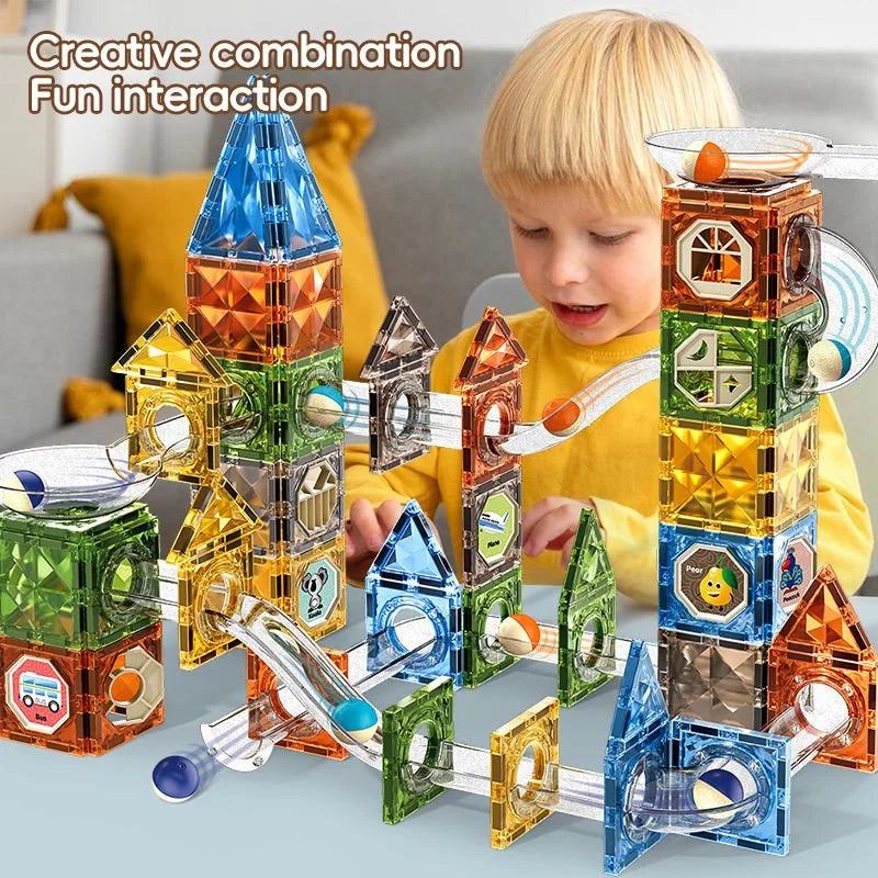Magic Magnetic Blocks Marble Run Set 156 Pcs | STEM Building Toy for Kids