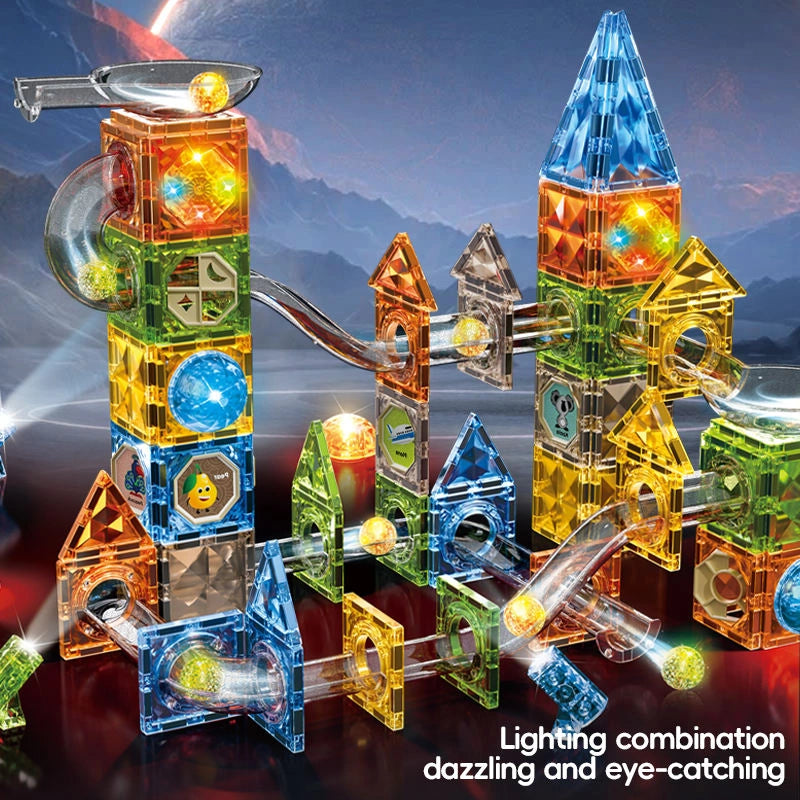 Magic Magnetic Blocks Marble Run Set 156 Pcs | STEM Building Toy for Kids
