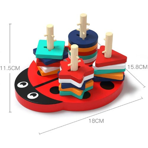 Shape Sorter Ladybug Toy | Wooden Educational Shape Sorting Learning Toy for Kids