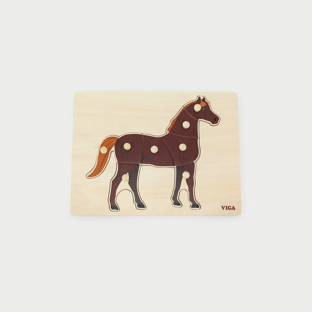 Montessori Wooden Horse Puzzle Kids | Early Learning Animal Puzzle Toy