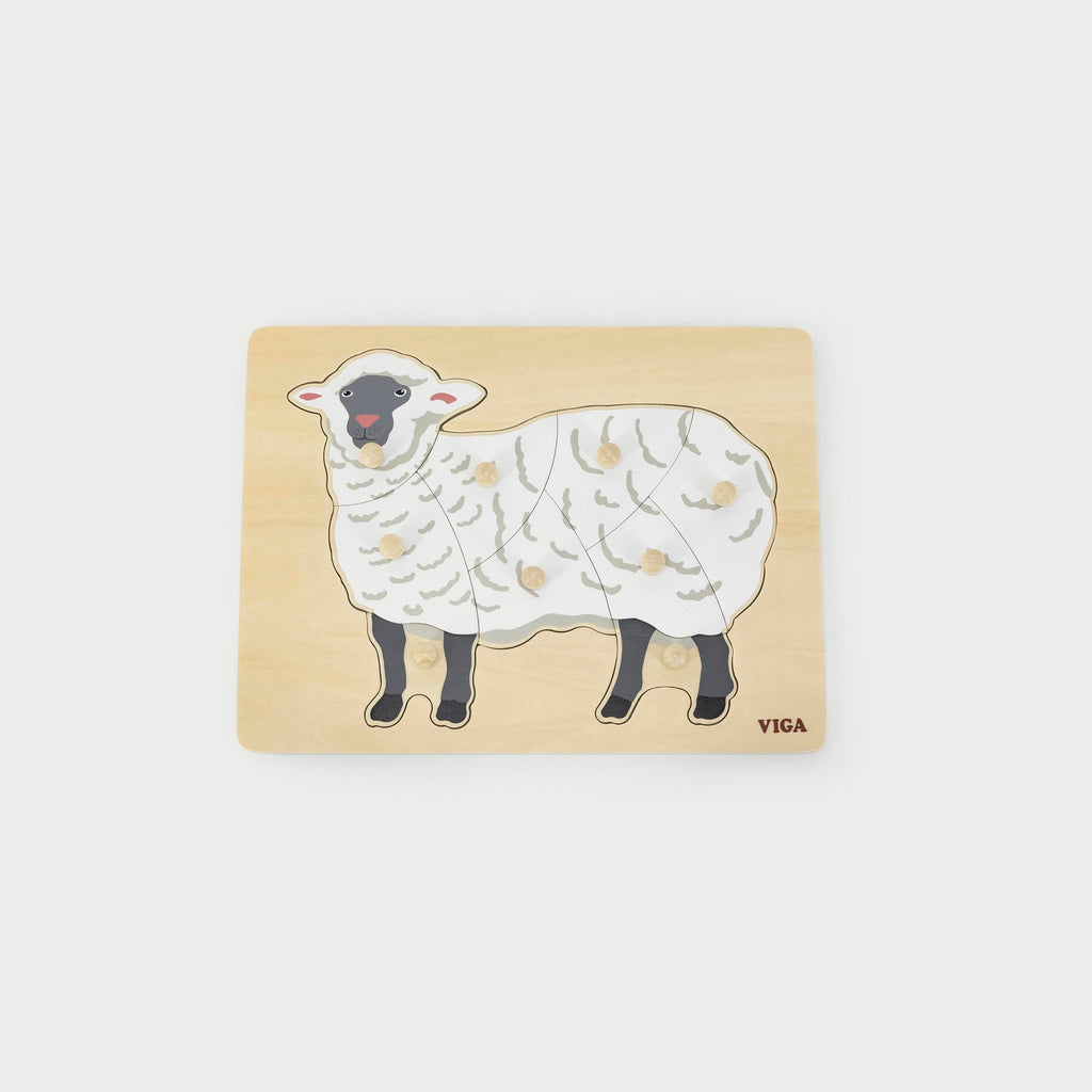 Montessori Wooden Sheep Puzzle | Animal Shape Sensory Learning Toy for Kids 18+ Months