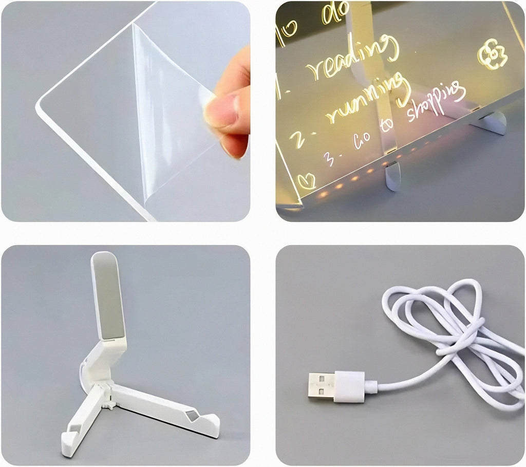 Fluorescent LED Board | Light Up Writing Memo Board for Kids & Home