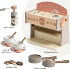Wooden Coffee Maker Toy for Kids | Pretend Play Coffee Machine Set with Cup & Accessories