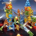 Light Magnetic Blocks Marble Run Set 174 PCS | STEM Light-Up Construction Toy for Kids