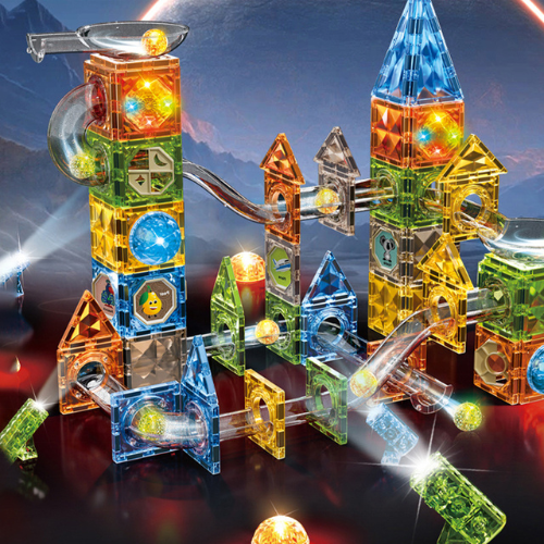 Light Magnetic Blocks Marble Run Set 174 PCS | STEM Light-Up Construction Toy for Kids
