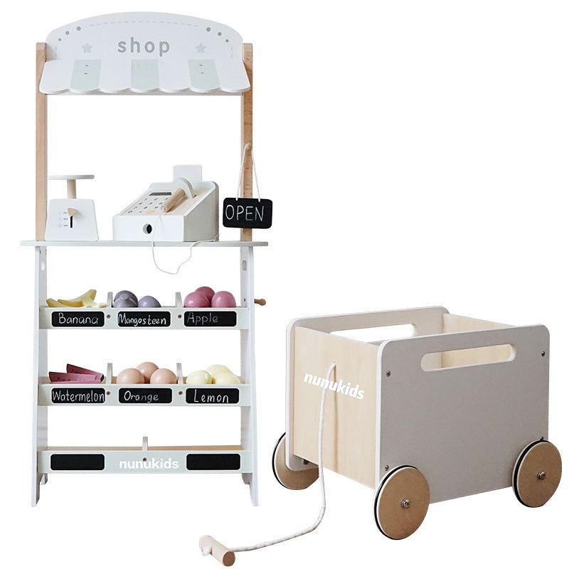 Mini Market Children Play Set | Wooden Kids Supermarket Pretend Play Store Toy