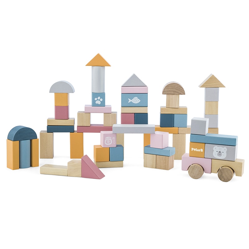 Wooden Building Blocks 60 Pcs Set | Educational Stacking Toy for Kids 3+
