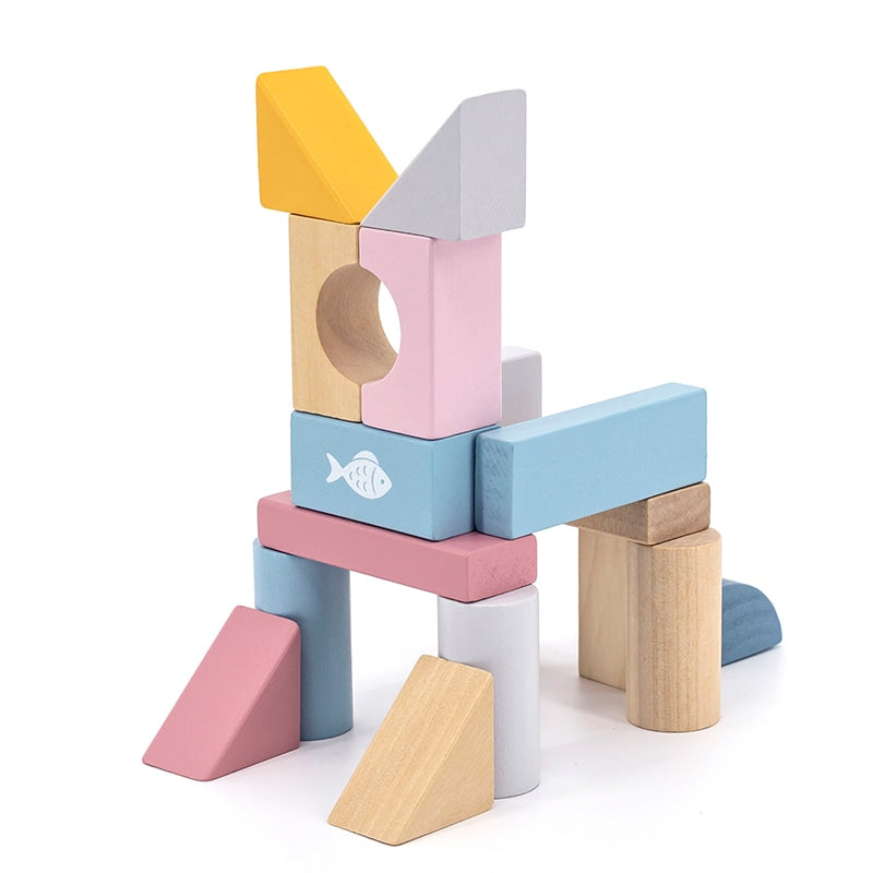 Wooden Building Blocks 60 Pcs Set | Educational Stacking Toy for Kids 3+