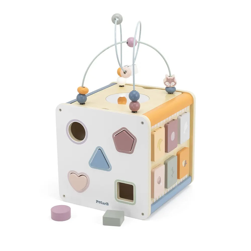 Wooden Activity Cube 8-in-1 | Montessori Motor Skills Learning Toy for Kids 18M+