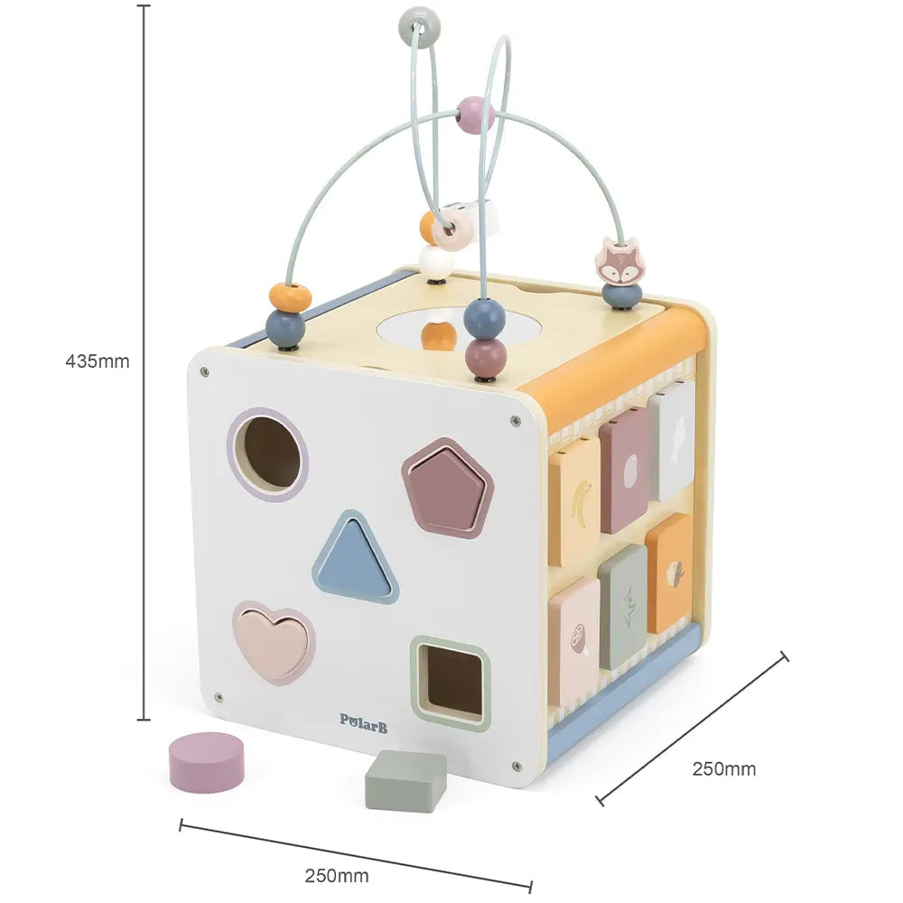 Wooden Activity Cube 8-in-1 | Montessori Motor Skills Learning Toy for Kids 18M+