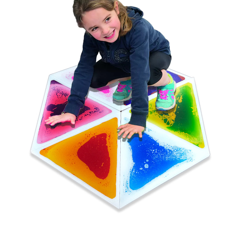 Pressure Sensitive Color Changing Liquid Floor Tiles 6 PCS Triangle | Kids Sensory Gel Mats