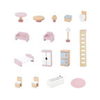 Wooden Doll House with Furniture Set | Kids Pretend Play Dollhouse Toy 3+